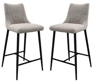 Zaria Light Grey Fabric Bar Chairs In Pair