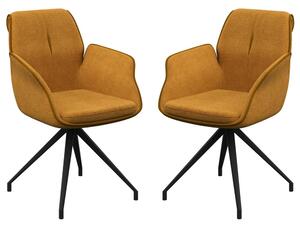 Simsbury Mustard Fabric Dining Armchairs In Pair