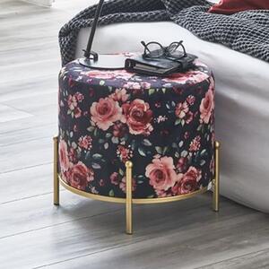 Eastroy Fabric Stool With Gold Legs In Motif