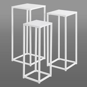 Boulder Metal Set Of 3 Planter In White
