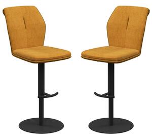Simsbury Mustard Fabric Bar Chairs In Pair