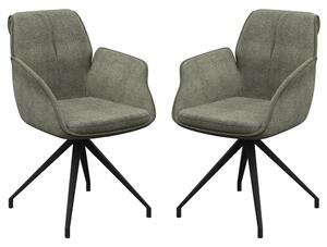 Simsbury Green Fabric Dining Armchairs In Pair