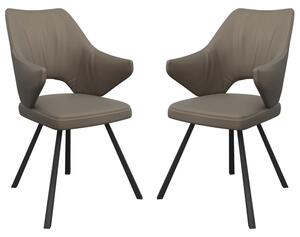 Zebulon Taupe Leather Dining Chairs In Pair
