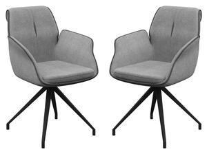 Simsbury Grey Fabric Dining Armchairs In Pair