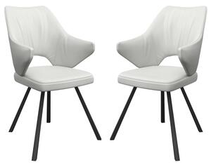 Zebulon White Leather Dining Chairs In Pair