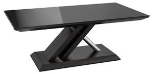 Xenia Black Glass Coffee Table In Grey Walnut