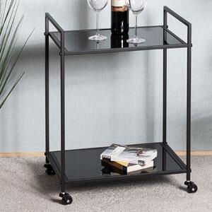 Manitowoc Metal Drinks Serving Trolley With Glass Shelf In Black