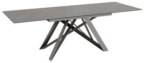 Visalia Ceramic Glass Extending Dining Table In Slate Grey