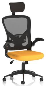 Accord Fabric Office Chair With Folding Arms In Senna Yellow