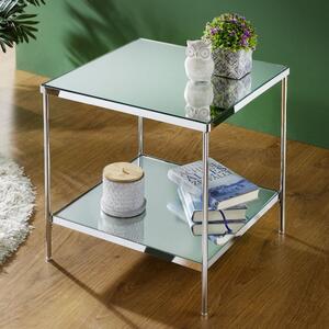 Pulaski Large Mirrored Square End Table With Chrome Frame