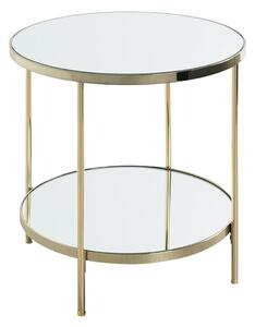 Pulaski Large Mirrored Round End Table With Brass Frame