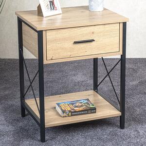 Marquette Wooden End Table With 1 Drawer In Oak And Black