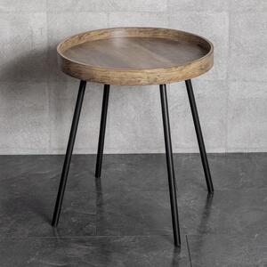Pulaski Wooden End Table With Black Metal Legs In Dark Oak