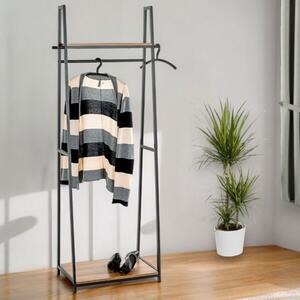 Pulaski Large Wooden Coat Stand With Metal Frame In Dark Oak