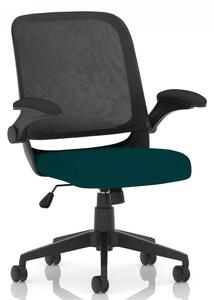 Crowley Fabric Office Chair With Folding Arms In Maringa Teal