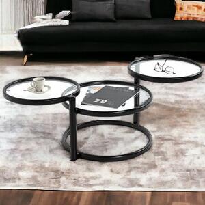 Londonderry Clear Glass Coffee Table With Black Metal Frame