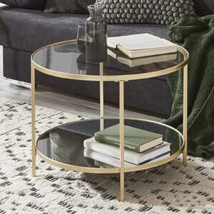 Parowan Large Mirrored Round End Table With Gold Steel Frame
