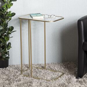 Santiago Clear Glass End Table With Gold Steel Frame
