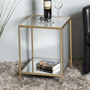 Parowan Small Mirrored Square End Table With Gold Steel Frame