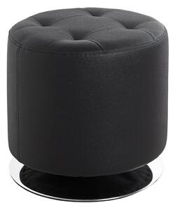 Runnells Leather Stool With Chrome Base In Black