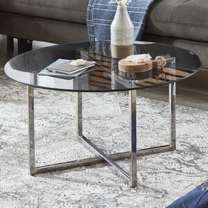 Ruston Smoked Glass Top Side Table With Stainless Steel Legs