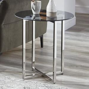 Ruston Smoked Glass Top End Table With Stainless Steel Legs