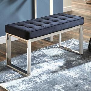 Reno Black Textile Fabric Hallway Bench With Stainless Steel Legs
