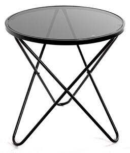 Tama Black Glass End Table With Steel Frame