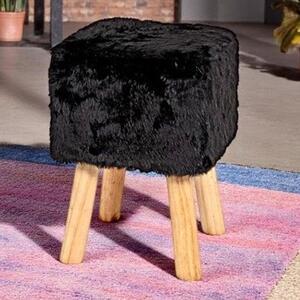 Tomball Textile Fabric Square Stool Oak Legs In Black