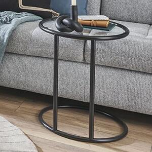 Eloy Clear Glass End Table With Black Steel Frame