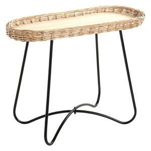 Valrico Rattan End Table With Black Legs In Natural