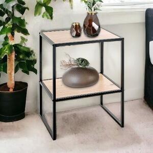 Teaneck Wooden End Table With Metal Frame In Light Oak
