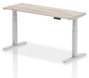 Troy 160cm Wooden Adjustable Laptop Desk Silver Legs In Grey Oak