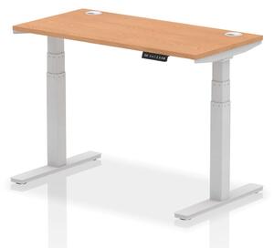 Troy 120cm Wooden Adjustable Laptop Desk With Silver Legs In Oak