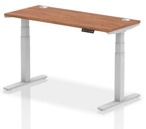Troy 140cm Wooden Adjustable Laptop Desk With Silver Legs In Walnut