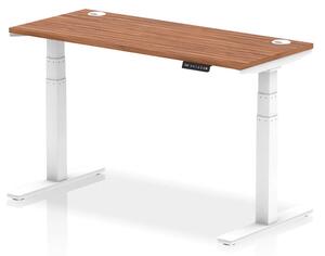 Troy 140cm Wooden Adjustable Laptop Desk With White Legs In Walnut