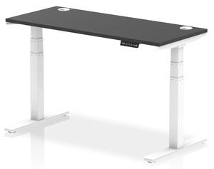 Troy 140cm Wooden Adjustable Laptop Desk With White Legs In Black