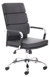 Abingdon Leather Office Chair With Chrome Arms In Black
