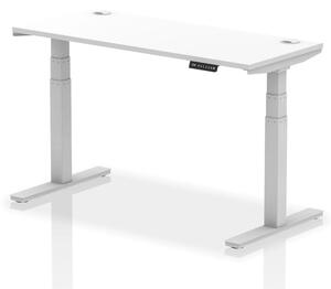 Troy 140cm Wooden Adjustable Laptop Desk With Silver Legs In White