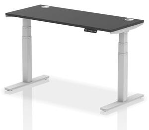 Troy 140cm Wooden Adjustable Laptop Desk With Silver Legs In Black