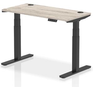 Troy 120cm Wooden Adjustable Laptop Desk With Black Legs In Grey Oak