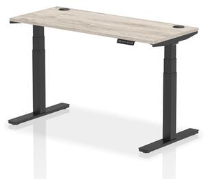 Troy 140cm Wooden Adjustable Laptop Desk With Black Legs In Grey Oak