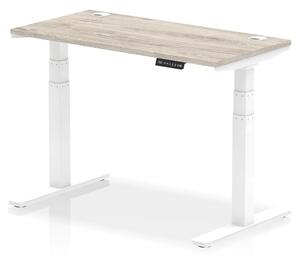 Troy 120cm Wooden Adjustable Laptop Desk With White Legs In Grey Oak