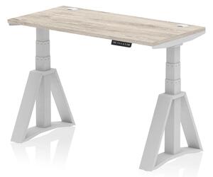 Troy 120cm Wooden Adjustable Laptop Desk With Silver Legs In Grey Oak