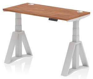 Troy 120cm Wooden Adjustable Laptop Desk With Silver Legs In Walnut