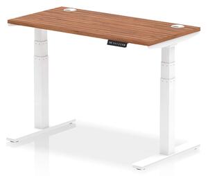 Troy 120cm Wooden Adjustable Laptop Desk With White Legs In Walnut