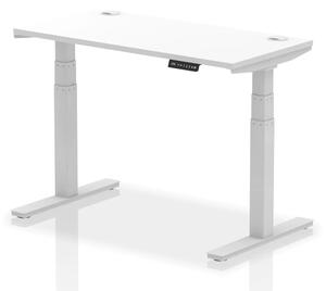 Troy 120cm Wooden Adjustable Laptop Desk With Silver Legs In White