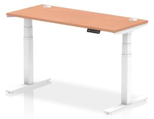Troy 140cm Wooden Adjustable Laptop Desk With White Legs In Beech