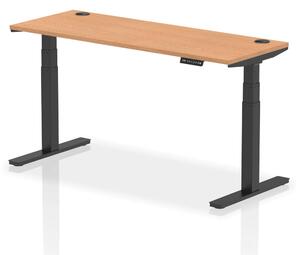 Troy 160cm Wooden Adjustable Laptop Desk With Black Legs In Oak