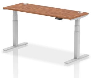 Troy 160cm Wooden Adjustable Laptop Desk With Silver Legs In Walnut